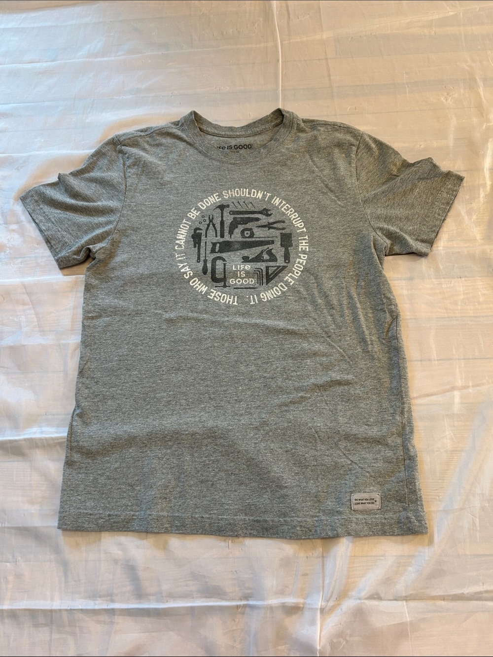 Life Is Good Men's Heather Gray Graphic Crew Tee